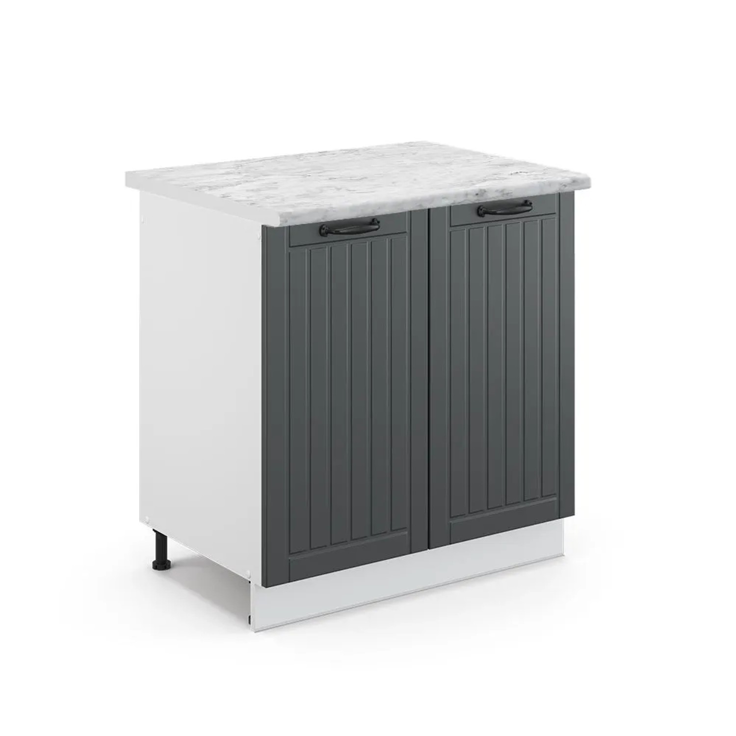 Vicco Eckunterschrank R-Line Küchen Eckschrank Beton Weiß 76 cm AP Eiche