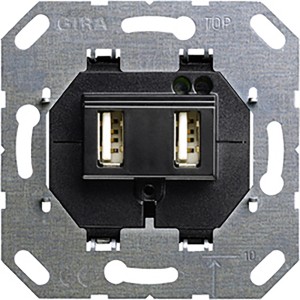 Gira USB Spannungsversorgung 235900, 2-fach Typ A, schwarz. USB-Ladegerät für Schalter.