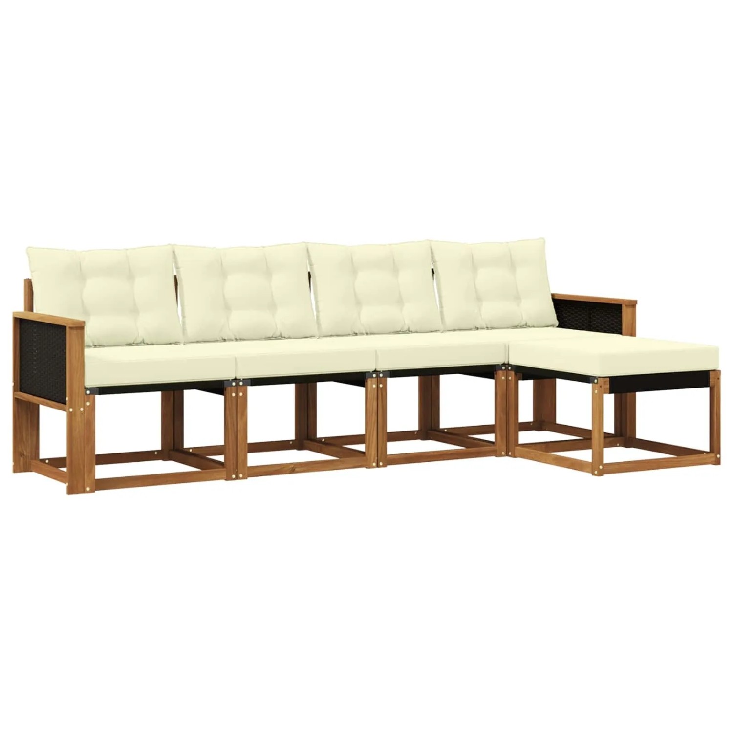 vidaXL Outdoor-Sofagarnitur mit Kissen 5 Stk Natur und Creme 3381878