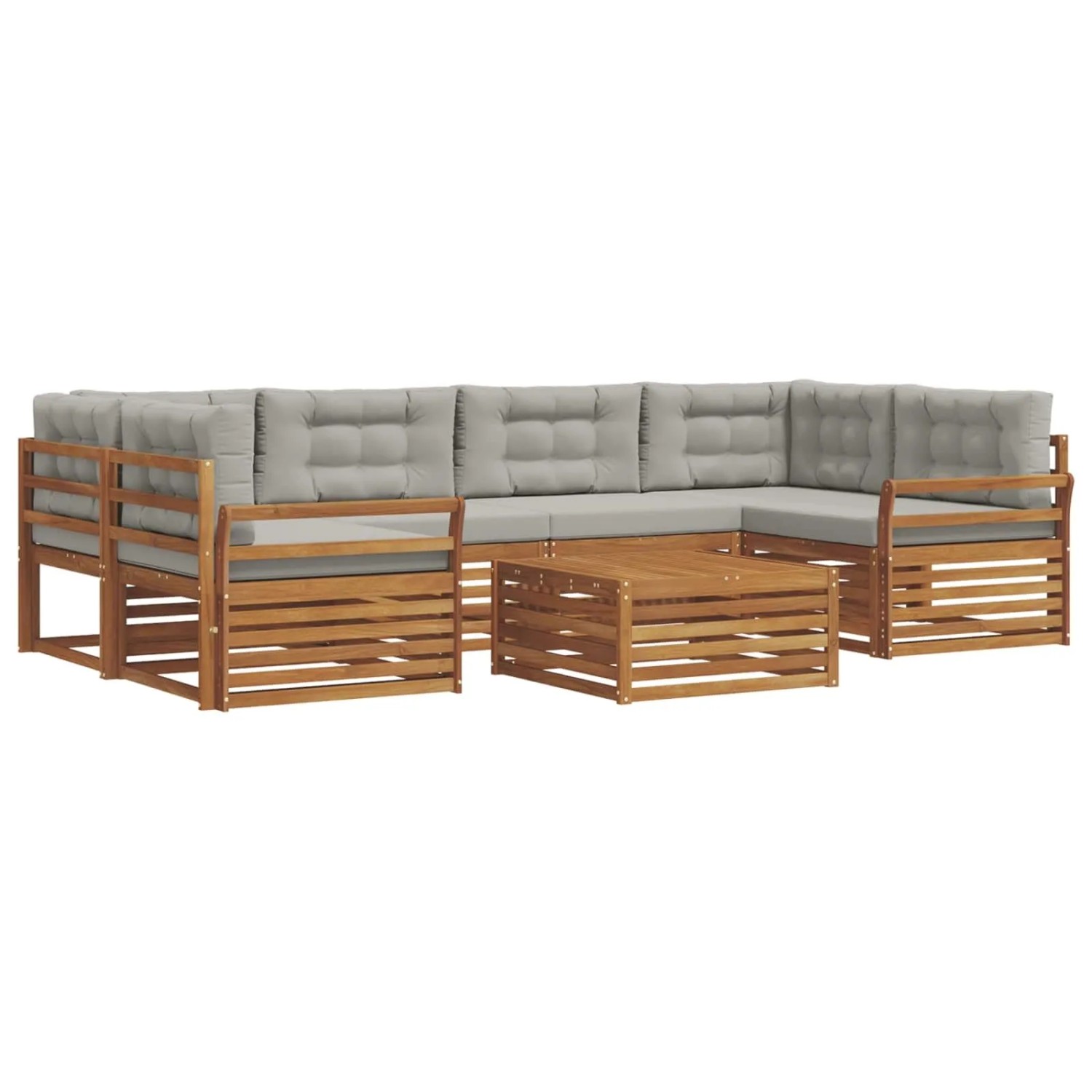 vidaXL Outdoor-Sofagarnitur mit Kissen 21-Tlg Natur und Hellgrau 3373101
