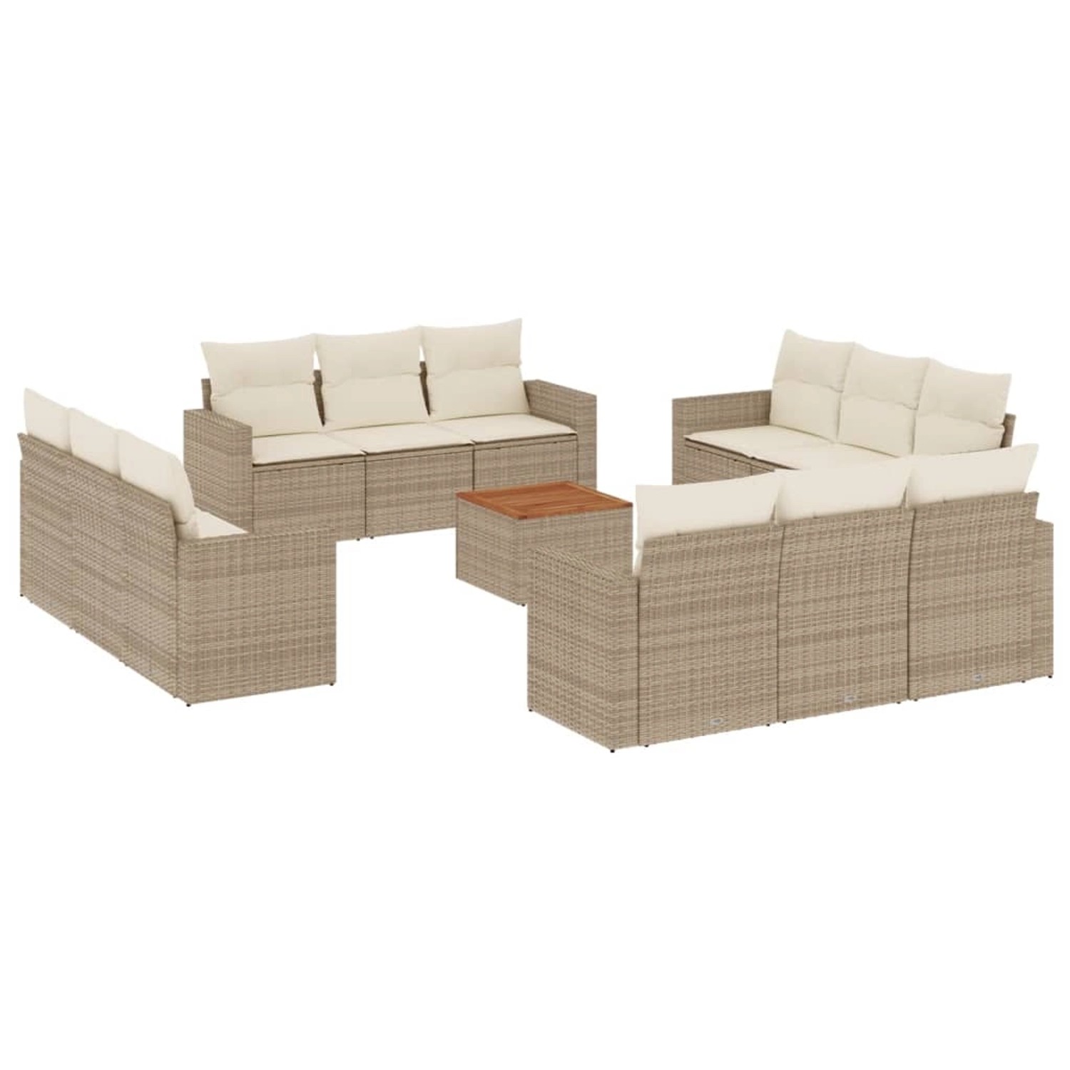vidaXL 13-Tlg Garten-Sofagarnitur mit Kissen Beige Poly Rattan 3224056 günstig online kaufen