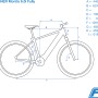 Skizze des Fischer E-Bike Montis 6.0i Fully mit Maßangaben. E-Bike für anspruchsvolle Trails.