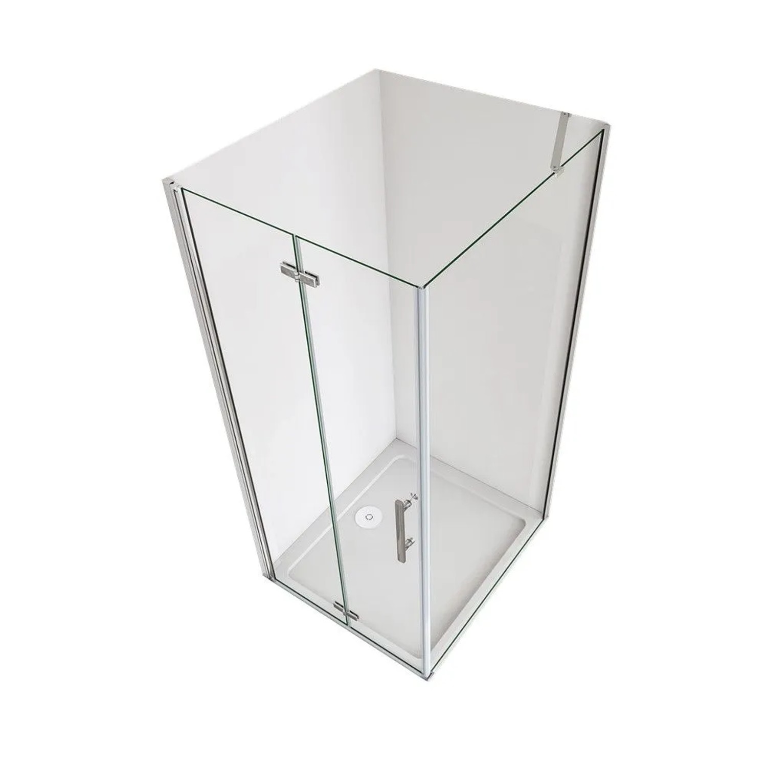 Duschparadies Duschkabinen Eckig 70 x 70 x 185cm Falttür x Seitenwand 6mm Nano Glas Duschtür Drehtür Eckdusche