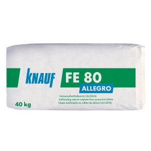Sack Knauf Fließestrich FE 80, 40 kg, Calciumsulfat-Basis für Fußbodenheizung.