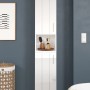 Weißer Trendteam Hochschrank Wons, Bad-Standregal mit Fächern und Schublade, Hochglanz Optik.