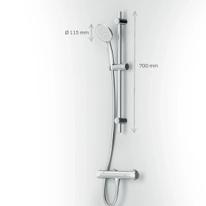 AM.PM Duscharmatur-Set Hit Chrom: Thermostat, Duschstange und Handbrause im Set.