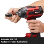 Einhell Akku-Schlagschrauber Impaxxo 18/450 Solo mit Bit-Adapter in der Hand.