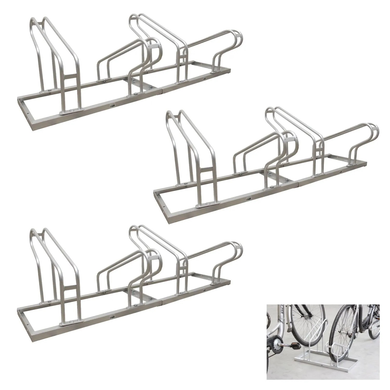TRUTZHOLM Fahrradständer für 12 Fahrräder Höhenversetzt 420x45 cm Stahl günstig online kaufen