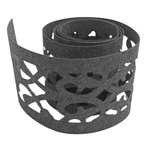 Anthrazitgrauer zaunzu Sichtschutz Vliesstreifen mit orientalischem Muster für Doppelstabmattenzäune.