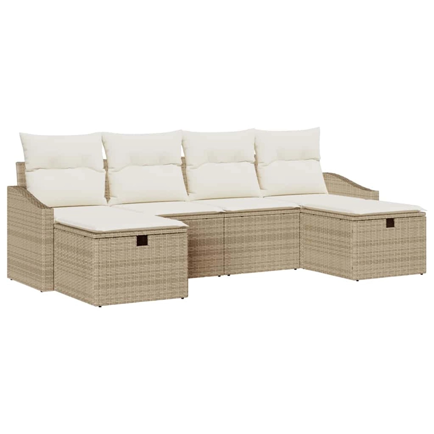 vidaXL Garten-Sofa-Set mit Kissen 6-Tlg Beige Poly Rattan 3359320 günstig online kaufen