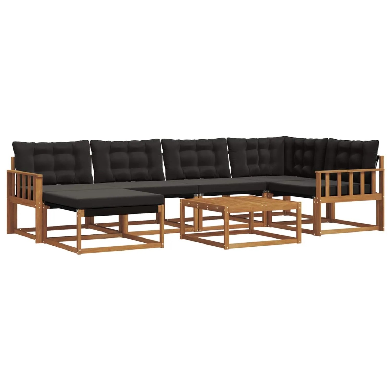 vidaXL Outdoor-Sofagarnitur mit Kissen 19-Tlg Natur und Schwarz 3369647