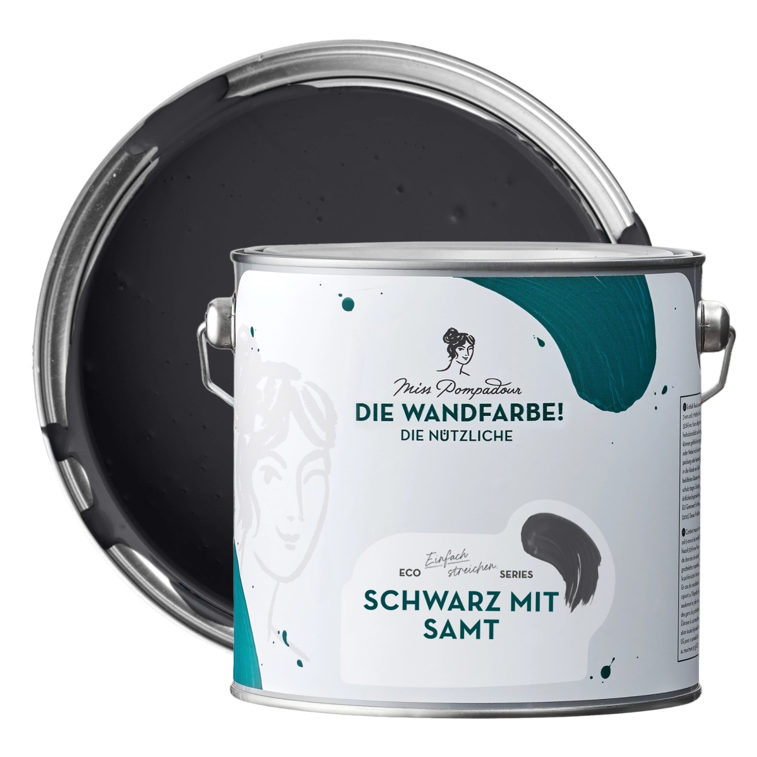 Thumbnail - MissPompadour Abwaschbare Wandfarbe Schwarz mit Samt 2,5L Hochdeckend Scheuerbeständig