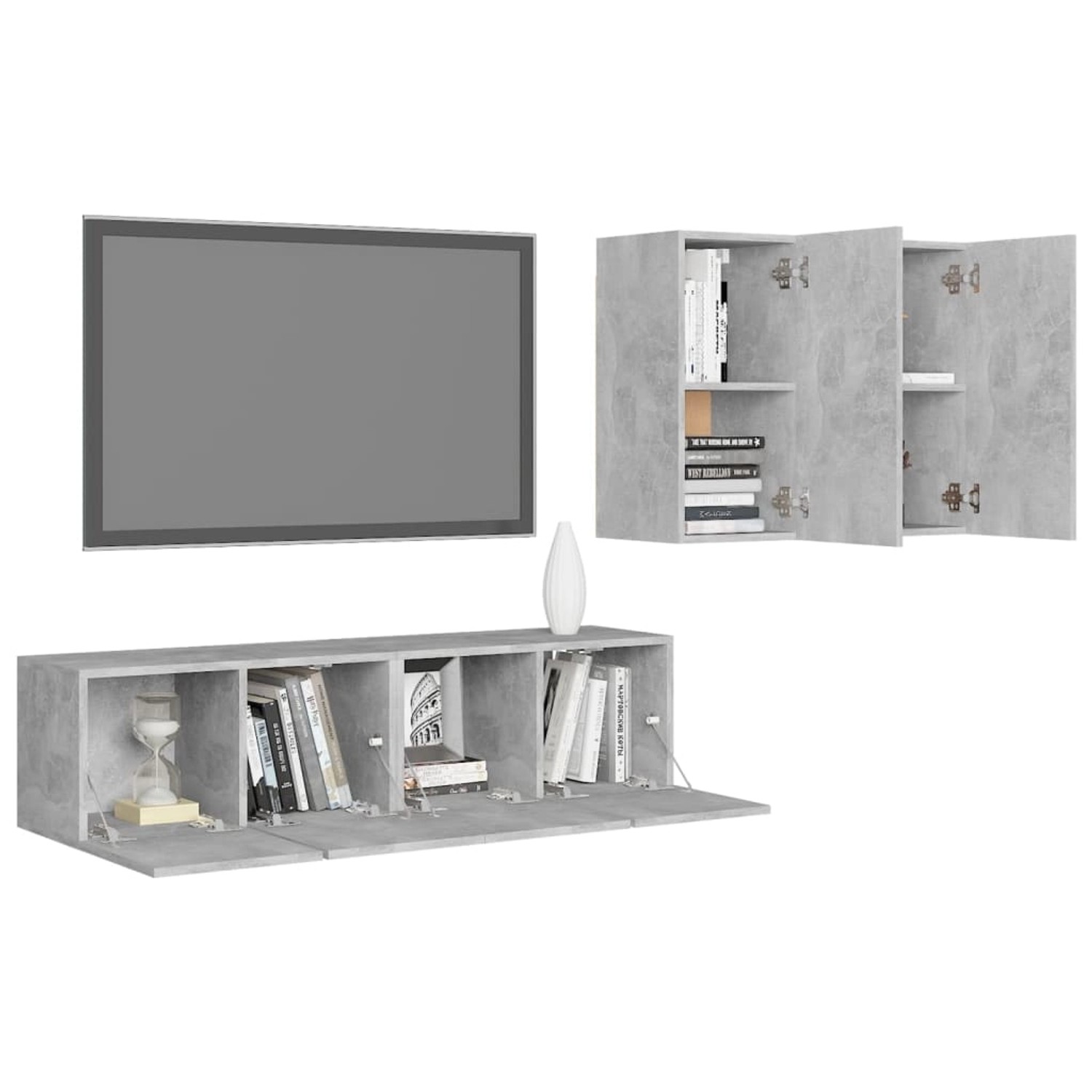 Thumbnail - vidaXL 4-tlg. TV-Schrank-Set Betongrau Holzwerkstoff Modell 7