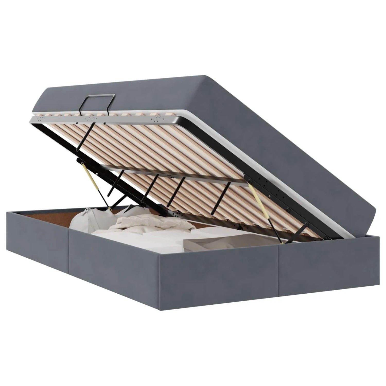 vidaXL Stauraumbett mit Matratze Dunkelgrau 120 x 190 cm Samt 3399707 günstig online kaufen