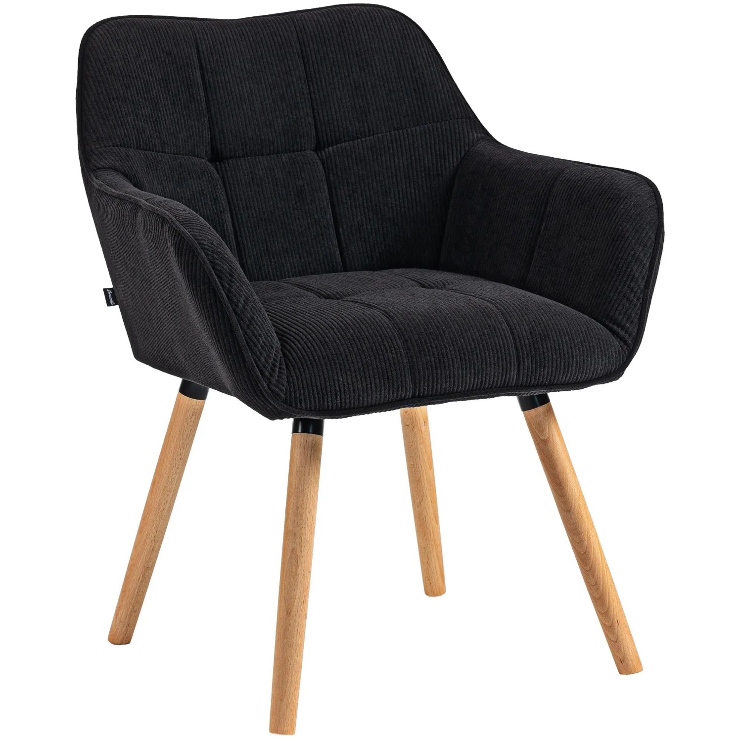DELUKE Esszimmerstuhl DUNOR Cord Schwarz 65x64x82cm Braun Essstühle Esszimmerstühle Küchenstühle Wohnzimmerstühle