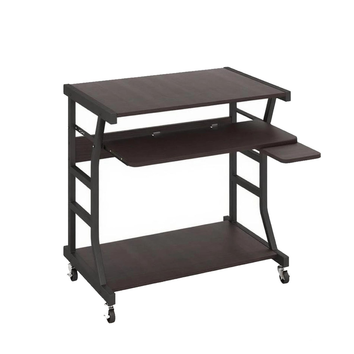 Costway Computertisch mit Rollen 75 x 50 x 75 cm Dunkelbraun