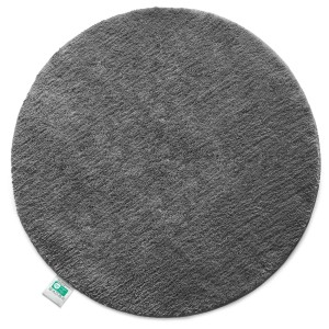 Runde, dunkelgraue KARAT Badematte SKY, flauschiger Badteppich mit 120 cm Durchmesser.
