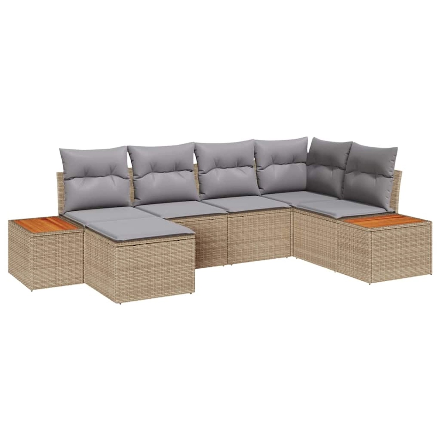 vidaXL Garten-Sofa-Set mit Kissen 6-Tlg Beige Poly Rattan 3348121 günstig online kaufen