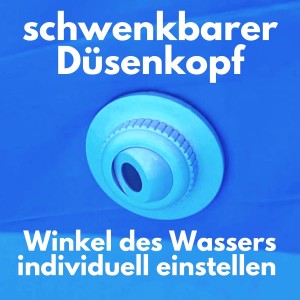 Amapool Einströmdüse mit schwenkbarem Düsenkopf zur individuellen Einstellung des Wasserwinkels.