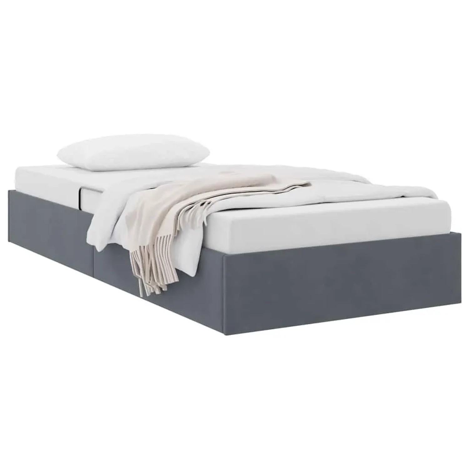 vidaXL Aufbewahrungsbett mit Kopfteil Dunkelgrau 90 x 200 cm Samt 3370071