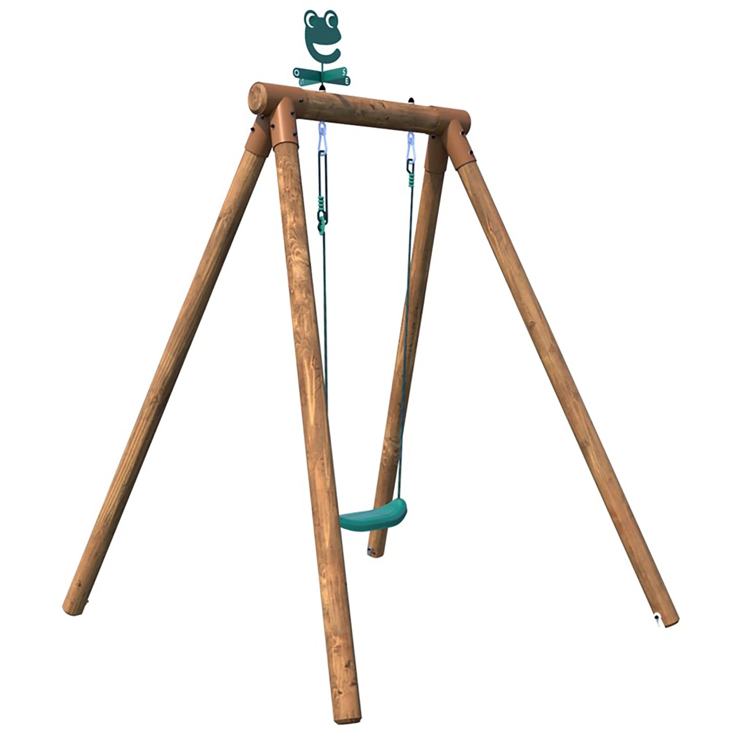 Soulet Holzschaukel Hanna mit grünem Sitz und braunem Holzgestell für Kinder.
