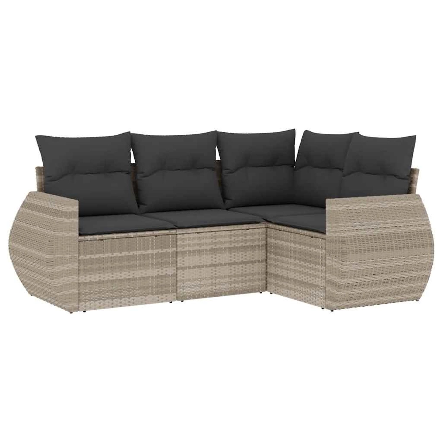 vidaXL 4-Tlg Garten-Sofagarnitur mit Kissen Hellgrau Poly Rattan 3221311 günstig online kaufen