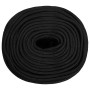 Schwarzes Bootsseil, 8 mm x 25 m, aus Polypropylen, aufgerollt.