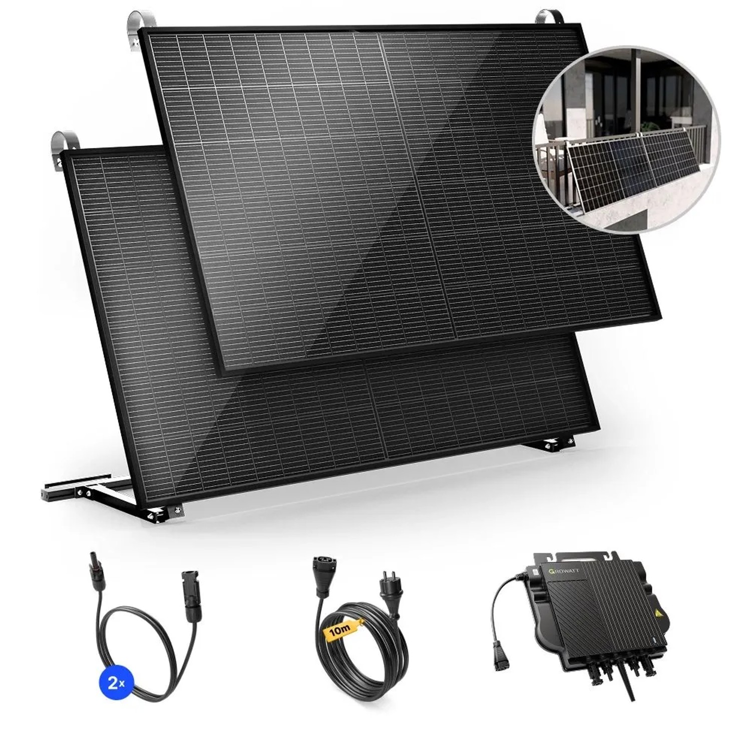 Solakon Balkonkraftwerk 900W Solaranlage mit Balkonhalterung Steckerfertig günstig online kaufen