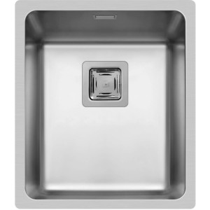 Pyramis Küchenspüle Lume, 38x44 cm, Edelstahl poliert, Einzelbecken mit eckigem Siebkorbventil.