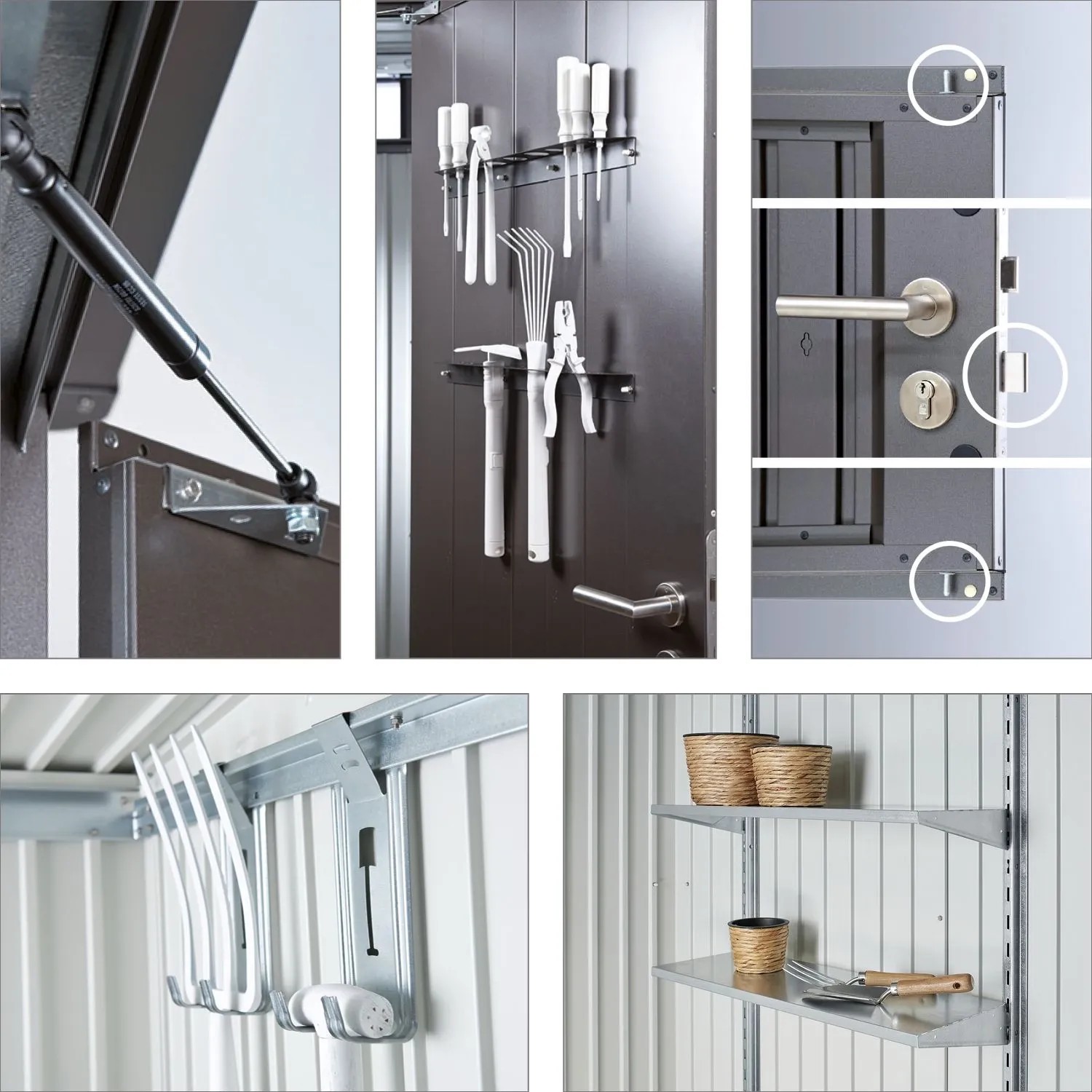 Biohort Gerätehaus AvantGarde, Gr. A6 mit Doppeltür, Quarzgrau-Metallic_15