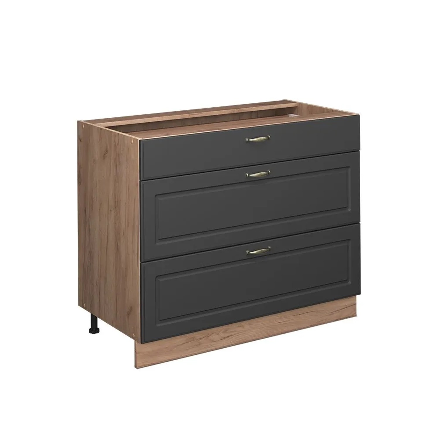 Vicco Küchenunterschrank Fame-Line Anthrazit-Gold Landhaus/Goldkraft Eiche 100 x 82 ohne Arbeitsplatte Art Nr 61631