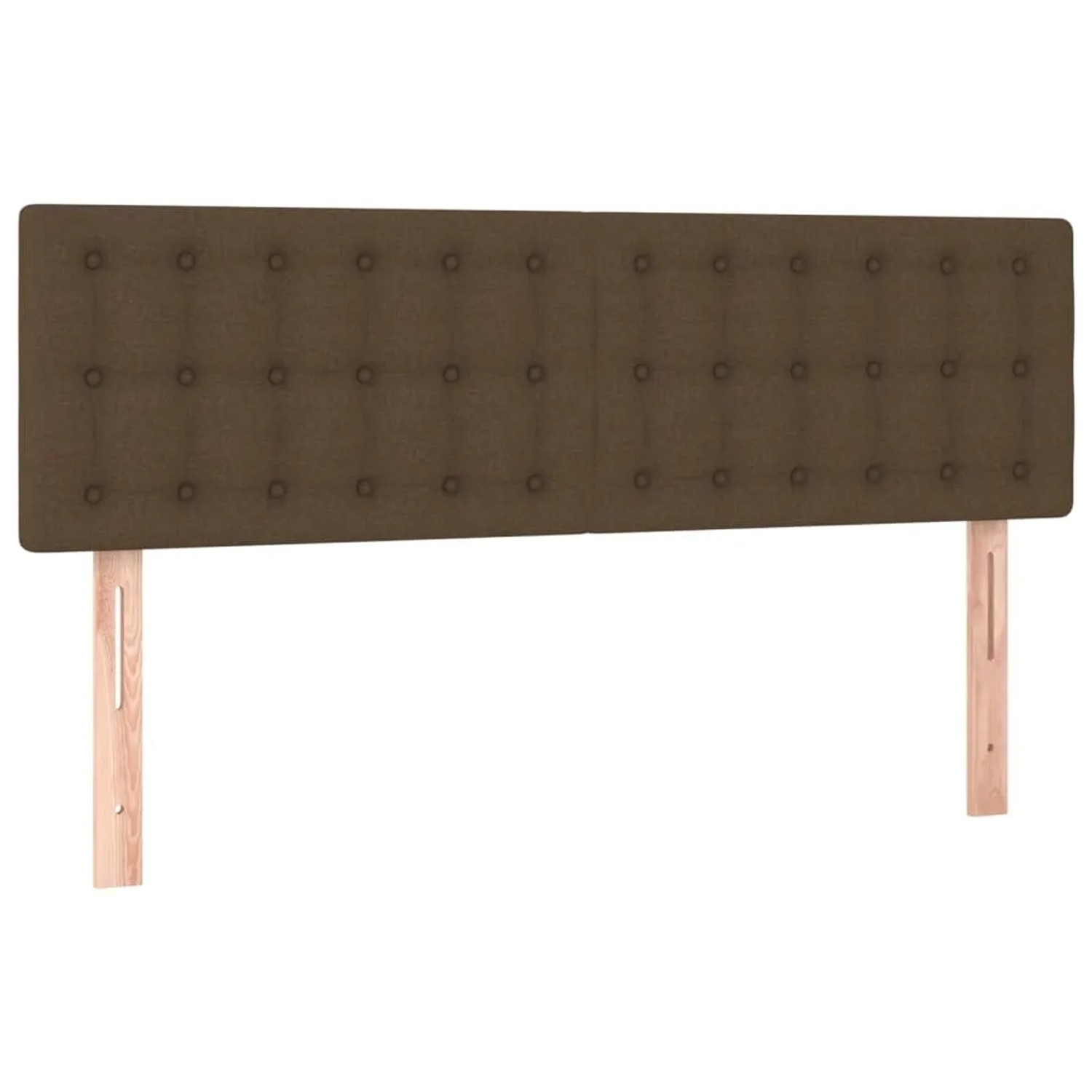 Dunkelbraunes vidaXL Boxspringbett Kopfteil mit Stoffbezug und Knopfheftung.