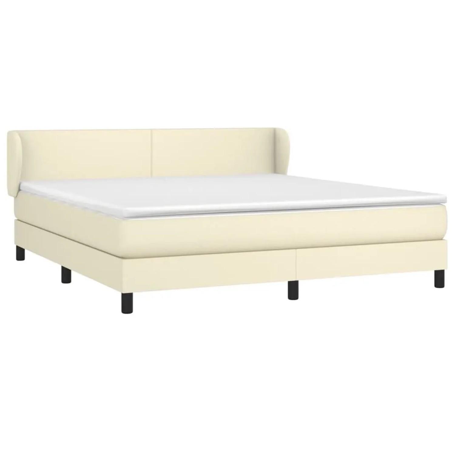 vidaXL Boxspringbett mit Matratze Creme 180x200 cm Kunstleder 3127207