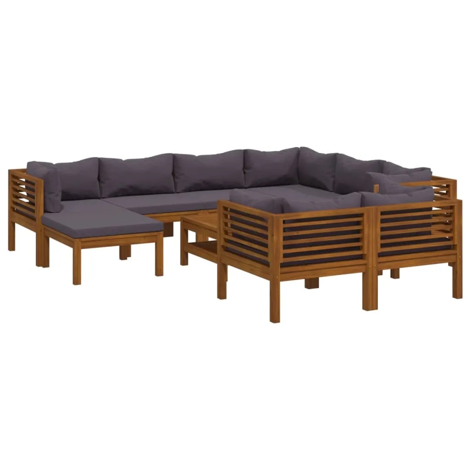 vidaXL 10-Tlg Garten-Lounge-Set mit Auflage Massivholz Akazie 3086909