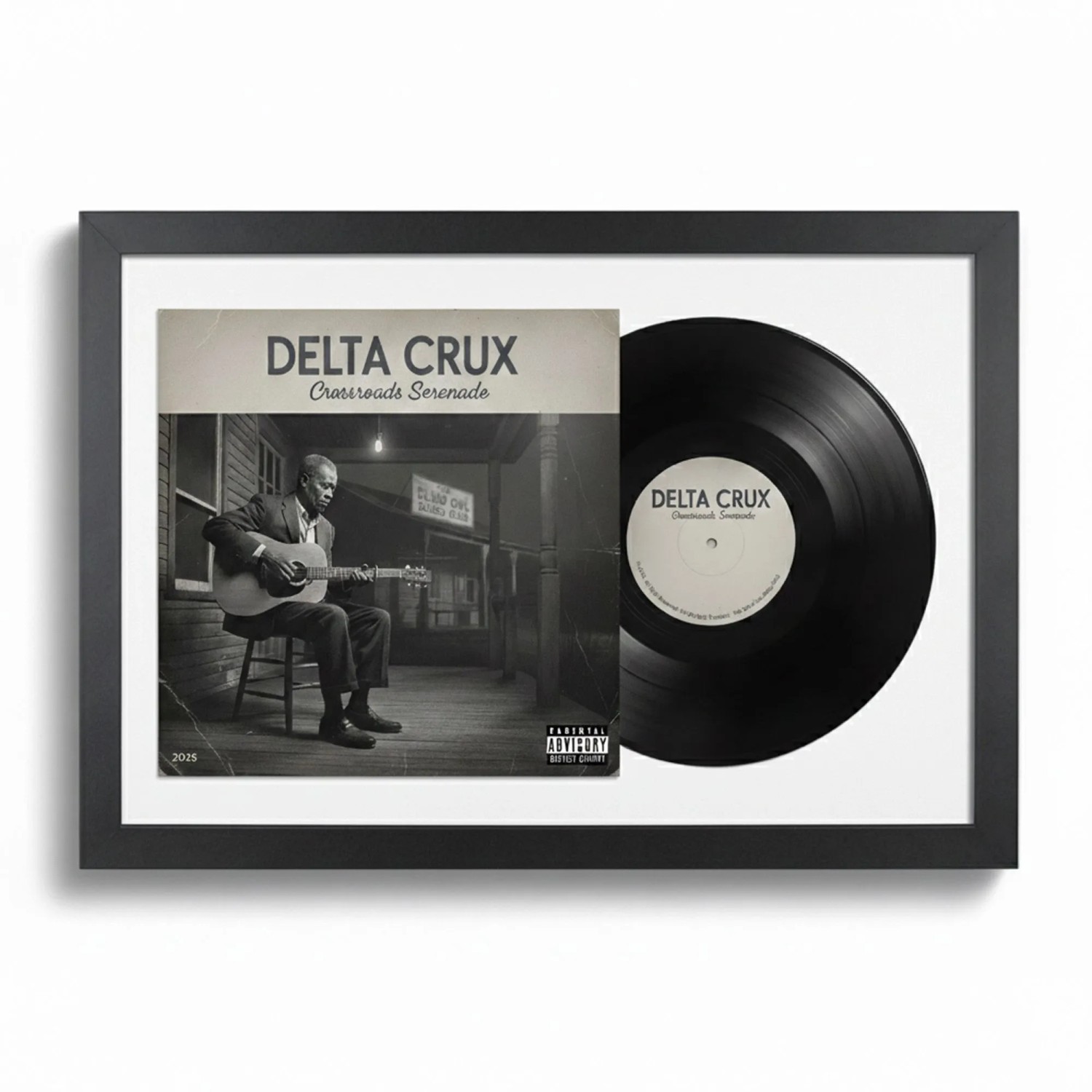 K-Möbel Schallplatten Rahmen Schwarz 40x60cm 2er Set mit Weißem Passepartout für Vinyl & Cover