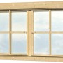 Doppelfenster aus Holz für 45 mm Gartenhaus, 2-teilig, mit Echtglas und Sprossen.