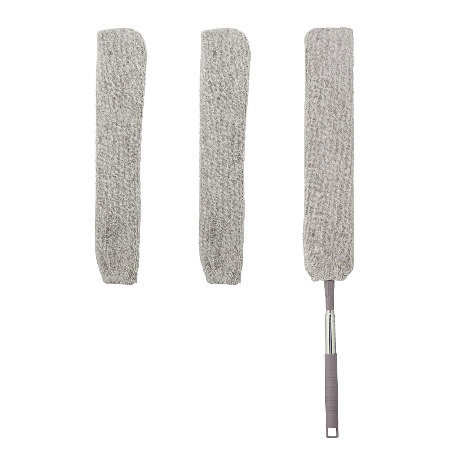 Relaxdays Staubwedel Edelstahl Kunststoff Polyester Grau Teleskopierbar 63 cm bis 115 cm 150 g