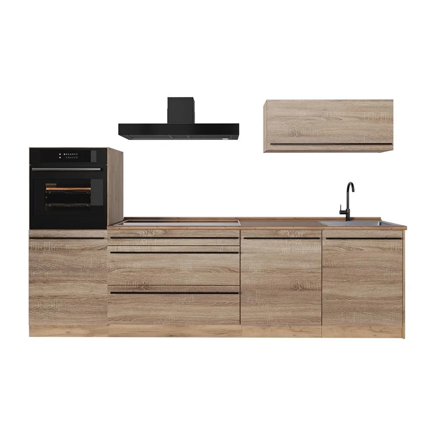 Vicco Küchenzeile R-Line Sonoma/Goldkraft Eiche 280 x 143 Arbeitsplatte Goldkraft Eiche Art Nr 67262