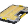 Stanley Fatmax Profi-Organizer mit 10 Fächern, transparentem Deckel und Tragegriff.