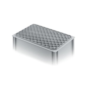 Graue Eurobox mit Scharnierdeckel, 37 Liter, für PROREGAL SuperSparSet. Aufbewahrungsbox für Industrie und Gewerbe.