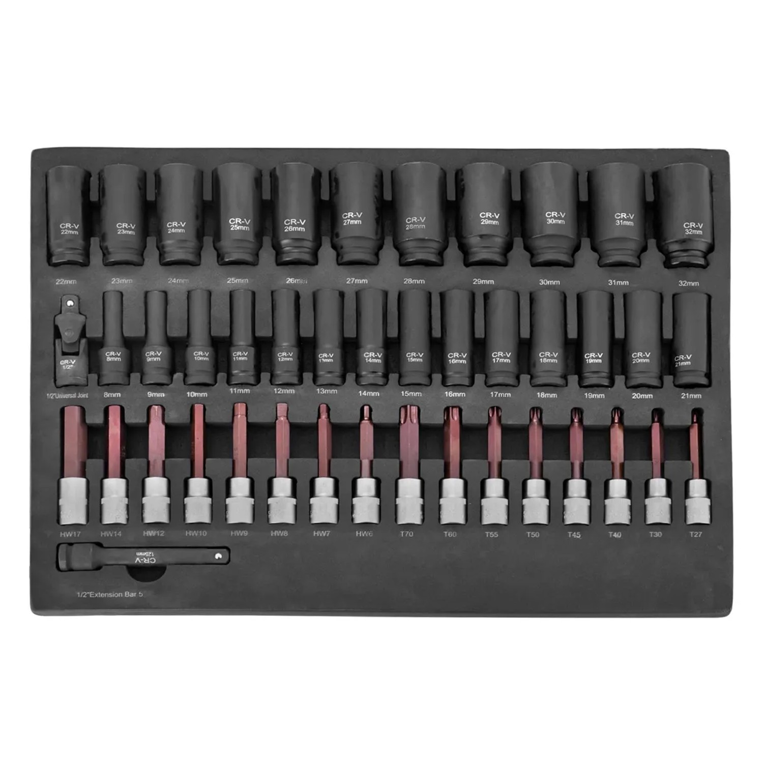 STAHLWERK Werkzeugwageneinlage 43 Tlg Steckschlüssel Set in Schaumstoffeinl günstig online kaufen