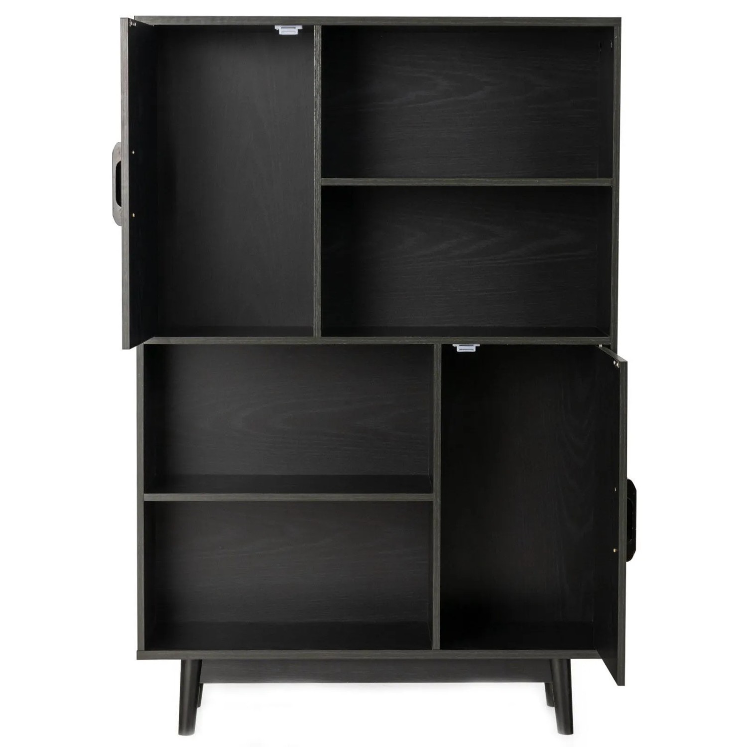 Costway Bücherschrank mit 2 Türen Schwarz 80 x 24 x 120 cm günstig online kaufen