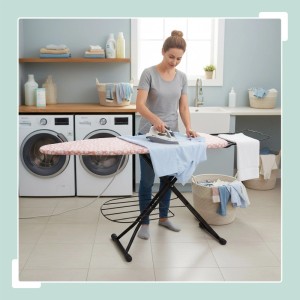 Relaxdays Bügelbrett Stahl Baumwolle Höhenverstellbar mit Bügeleisenablage 110 cm x 33 cm