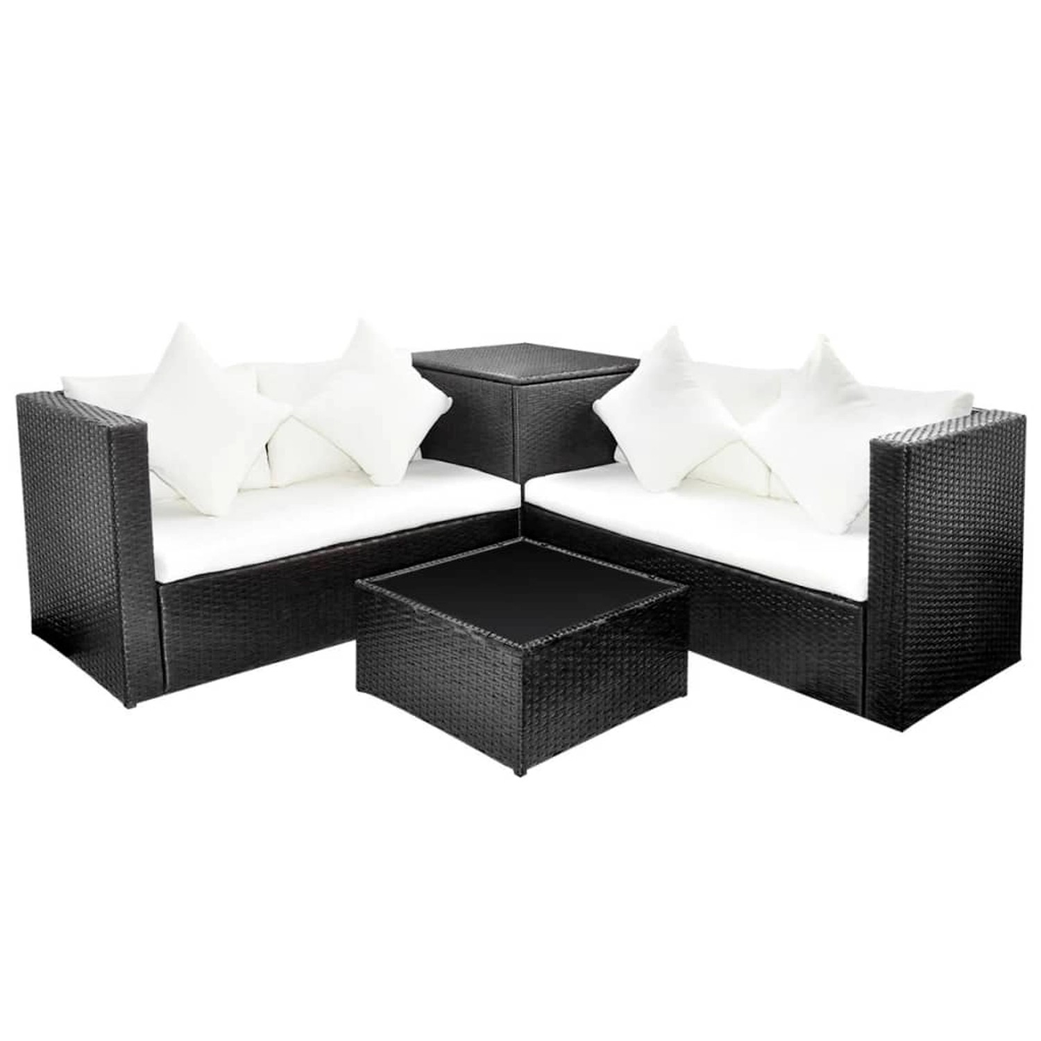 vidaXL 4-tlg Garten-Lounge-Set mit Auflagen Poly Rattan Schwarz Modell 32 günstig online kaufen