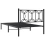 Schwarzes Metallbettgestell 107x203 cm mit Kopfteil im modernen Design für das Schlafzimmer.