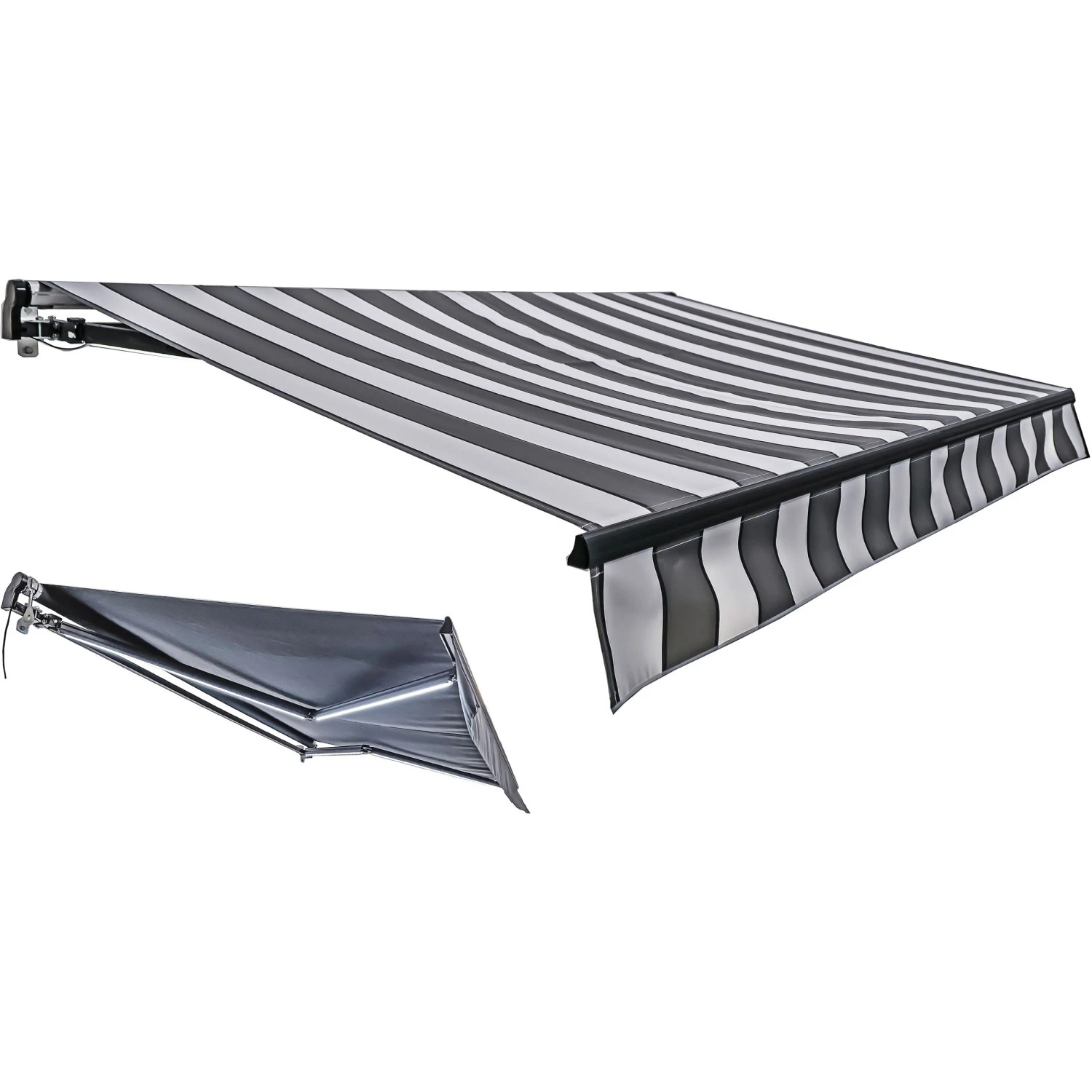 Garden Pleasure Gelenkarmmarkise Elektrisch Gestreift 20 x 300 x 495 cm Hellgrau