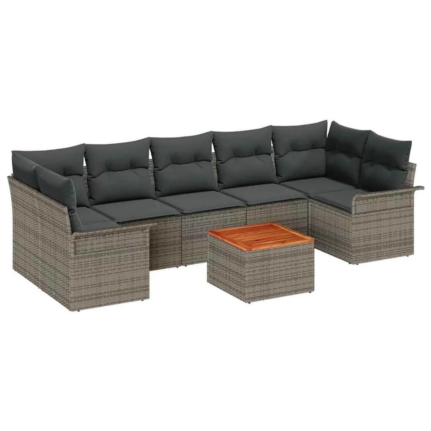 vidaXL Gartensofa-Set mit Speicher 8 Stk Grau Poly-Rattan 3355962 günstig online kaufen