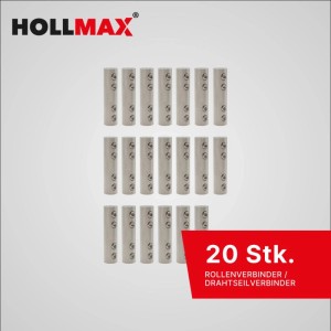 20 HOLLMAX Edelstahl Rollenverbinder für Staketenzaun, zylindrisch, mit Schrauben, Ø 3-6 mm.