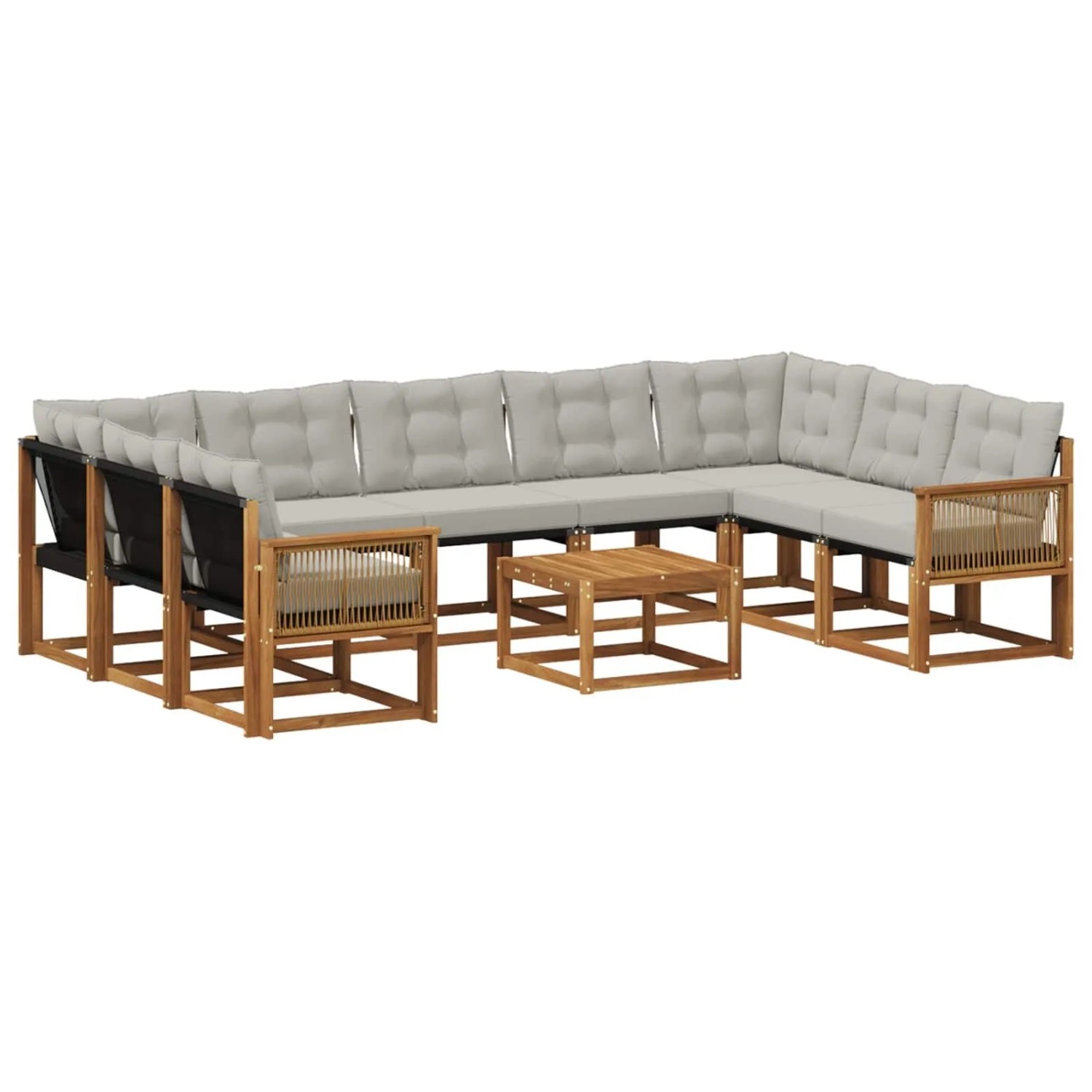 vidaXL Outdoor-Sofagarnitur mit Kissen 10 Stk Natur und Hellgrau 3382227
