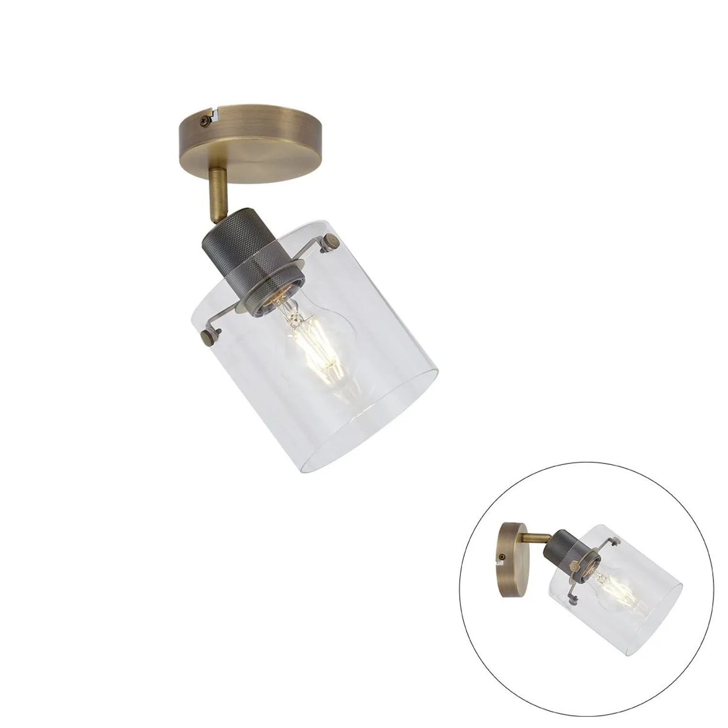 QAZQA Design Wandstrahler Bronze mit Klarglas Domo